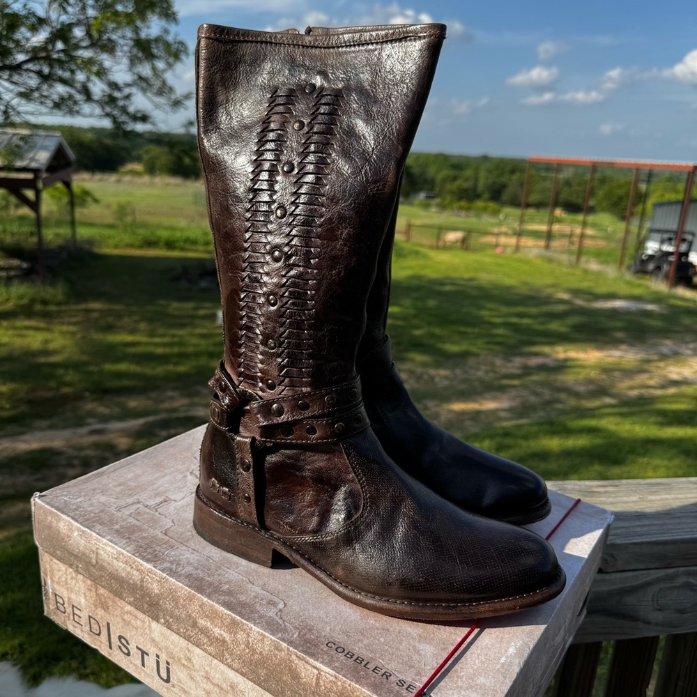 Bed Stu Dark Brown Selina Leather Heeled Boots